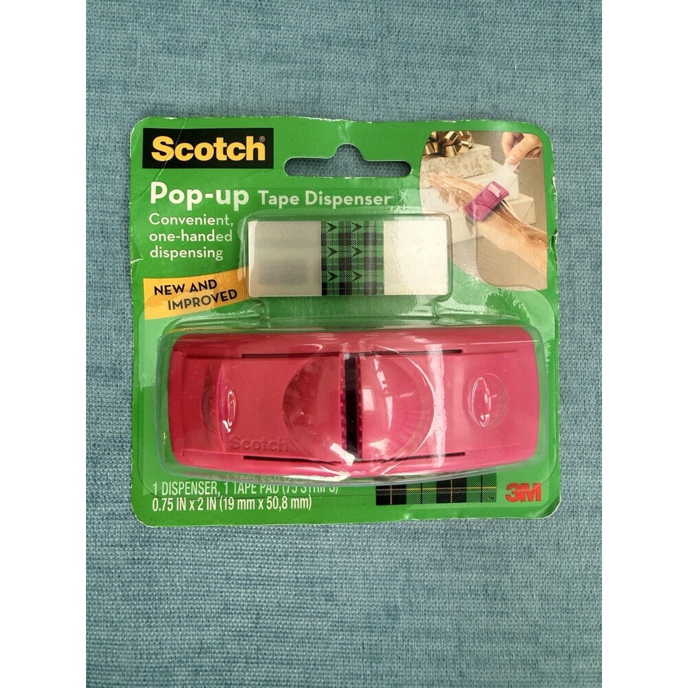 3M Scotch Pop-Up Tape Handband Dispenser 75 Tape Strips Discontinued NOS Pink